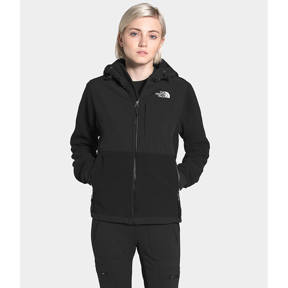 The North Face Hooded Jacket Womens Australia - The North Face Denali 2 Black Snow (LUQ-836492)